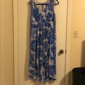 Blue floral hi lo maxi dress